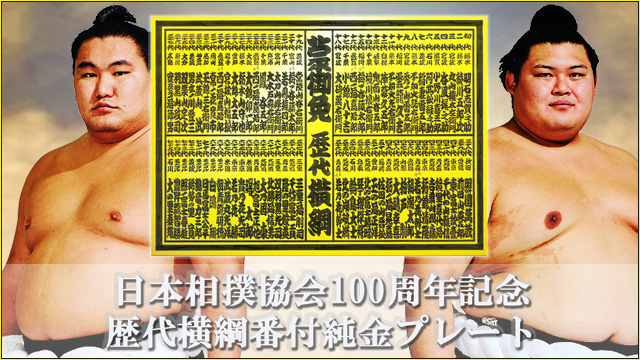 日本相撲協会１００周年記念 歴代横綱番付純金プレート