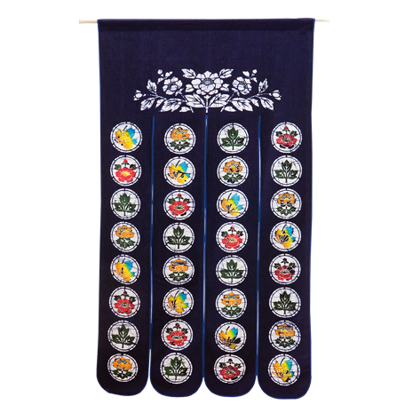 （大／８５×１５０ｃｍ）ろうけつ染めのれん「丸紋」