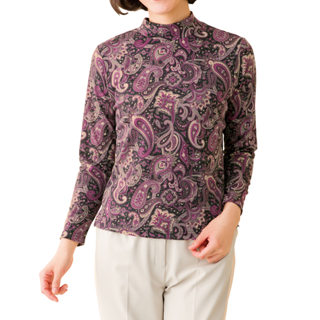 ペイズリー柄　ハイネックプルオーバー