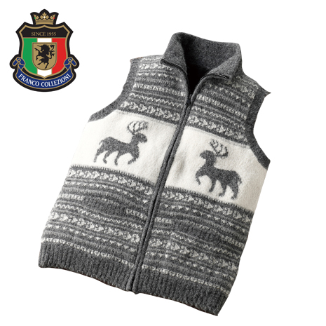 アルパカ混ジップベスト