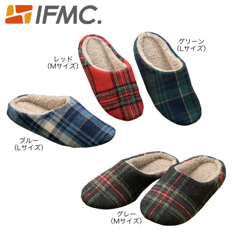 （Ｌ・ブルー×２）チェック柄ルームシューズ２個組