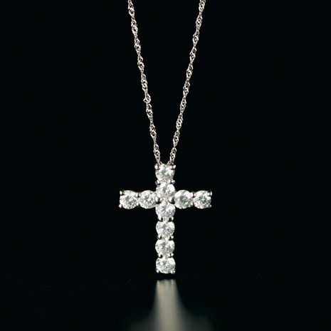 純プラチナ台０．５ｃｔダイヤモンドクロスペンダント